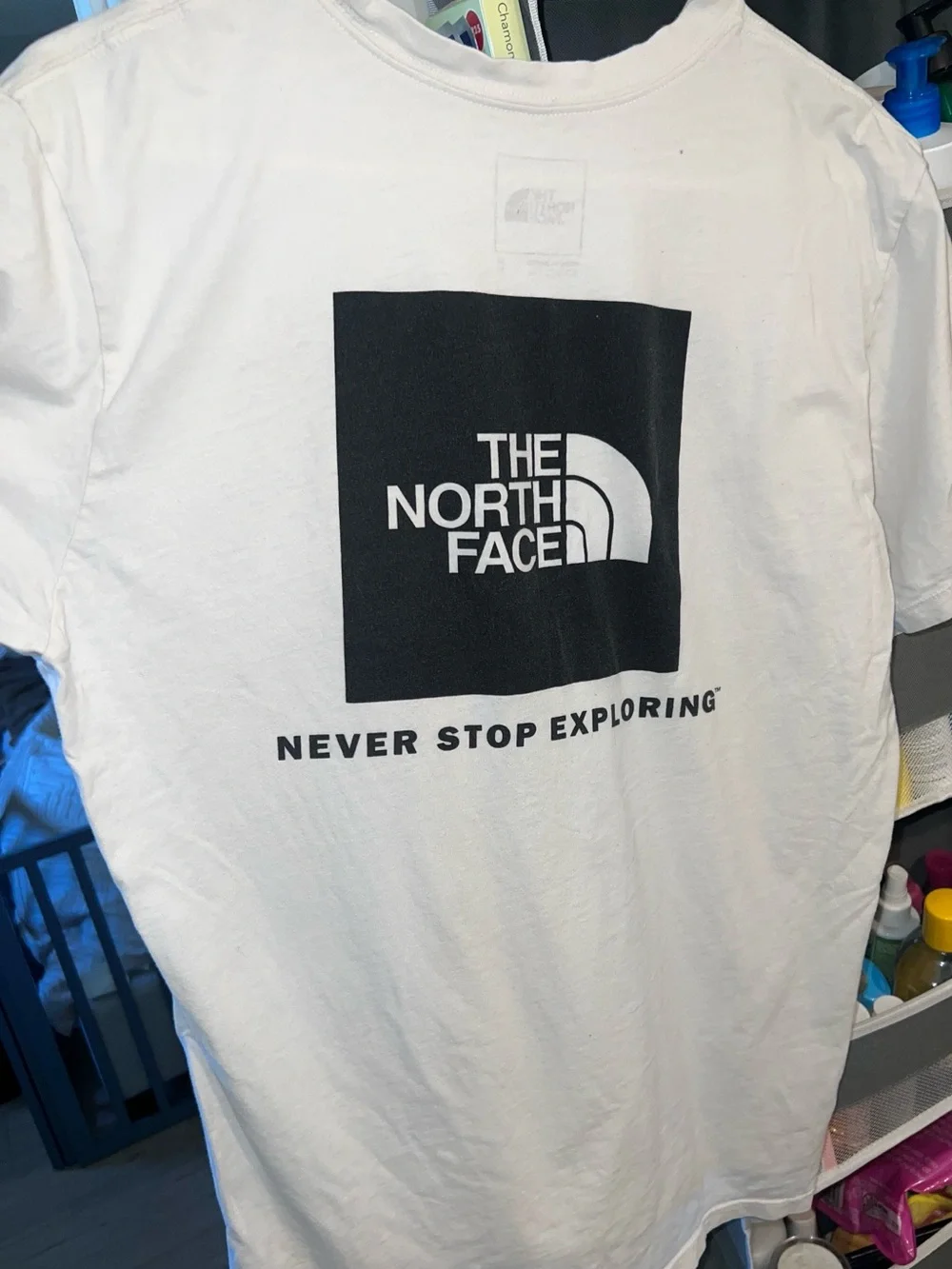 The North Face Men's White Short-Sleeve Tee with Black Logo